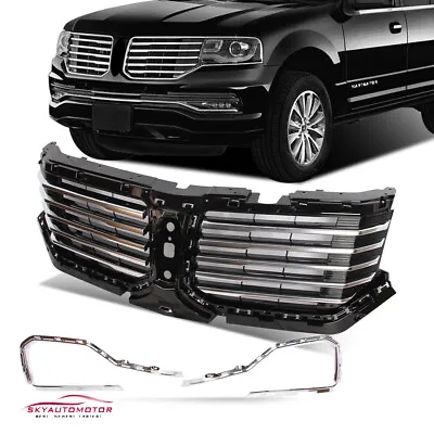 For Lincoln Navigator 2015-2017 Front Upper Grille Grill Black With Chrome Trim • $739.99