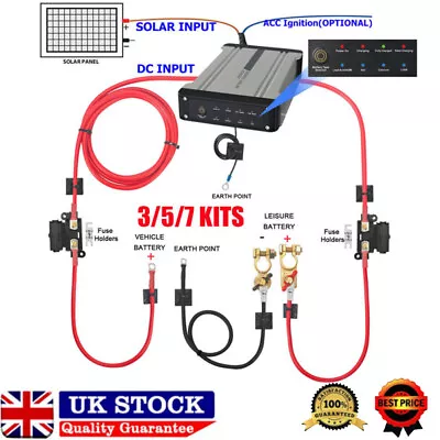 12V DC To DC Dual Battery Charger Kits Built-in Solar For Caravan Camper Van UK • £169.89