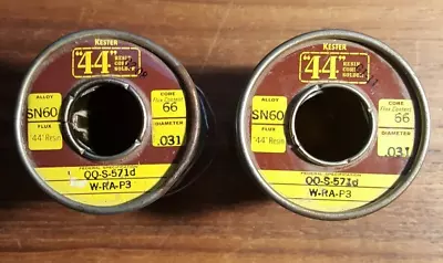 2 Spools Of Vintage Kester 44 RESIN CORE SOLDER DIA. 31 Core #66 = 1 Lbs 12 Oz • $57.77