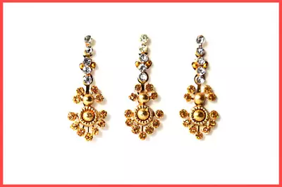 $10.99 • Buy 10 Pack Wholesale Golden Bindis Long Wedding Tilak Bollywood Face Tikka Stickers