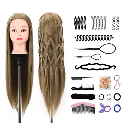 26'' Salon Training Head Hairdressing Styling Mannequin Doll With Braid Tool Set • £19.99