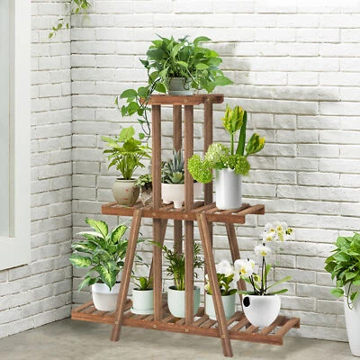 £16.95 • Buy Minimalist Wooden Step Plant Stand Flower Rack Indoor Corner Outdoor Garden Dec