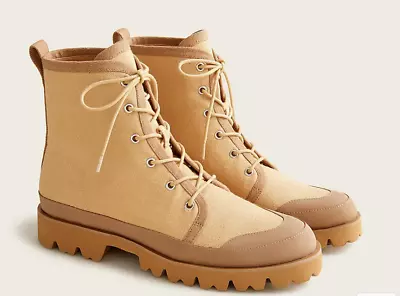 New J.Crew Women's 9 Gwen Canvas LaceUp Lug Sole Boot Light Caramel Boots • $99.99