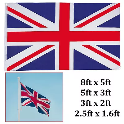 3x2' 5x3' 8x5' Large Union Jack Flag Great Britain Hand Flags British Coronation • £5.19