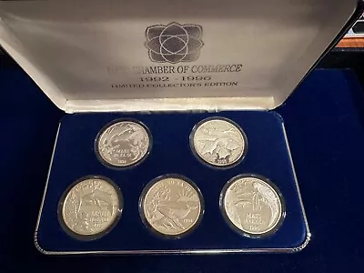 Maui Hawaii 1992-1996 Silver Proof Set Of Silver Trade Dollars With Box & C.o.a • $695