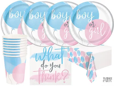 Baby Shower Gender Party Boy Girl Plates Napkins Tablecover Banner Decorations • £2.75