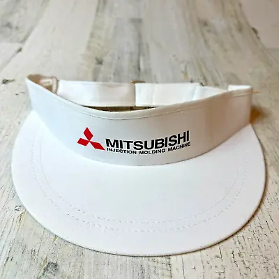 Vintage Mitsubishi Adjustable Sun Visor Hat White Made In USA By RCC NOS • $27.99