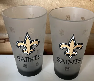 $18.95 • Buy 2 New Orleans Saints NFL Frosted Fleur De Lis Glasses By BOELTER