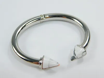 Vita Fede Italy L Silver Tone Howlite /Marble Titan Hinged Bangle Bracelet 7  • $54.99