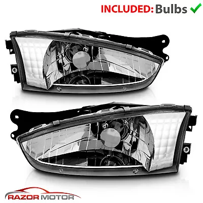 [with Bulbs] Chrome Headlights Headlamps For 97-02 Mitsubishi Mirage 2Dr Coupe • $98.64