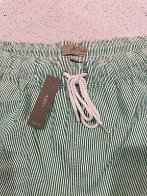 J Crew NWT Green & White Seersucker Swim Trunks Shorts Mesh Lining Mens Size XXL • $24.47