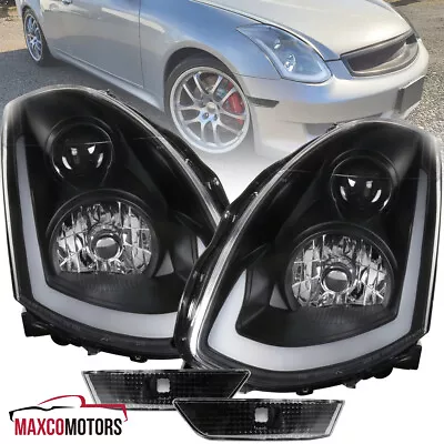 Fit 2003-2007 G35 Coupe Sequential LED Signal Headlights Black W/ Side Marker • $380.93