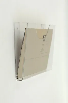 Oversized A4 Acrylic Wall Mount File / Folder / Menu / Brochure / Leaflet Holder • £23.95