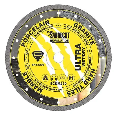 SabreCut 230mm Thin Turbo Diamond Grinder Cutting Blade Disc For Tiles 9 Inch • £24.99
