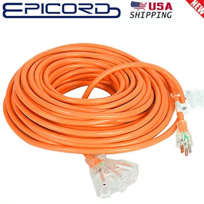 6-50FT 12/3Gauge Heavy Duty Lighted Extension Cords 3-Outlet SJTW Indoor/Outdoor • $14.89