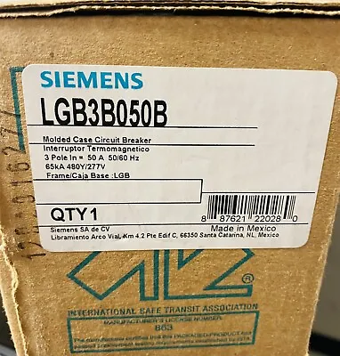 LGB Siemens LGB3B050 50 Amp 3P 600V 65kA@ 480V Circuit Breaker • $299