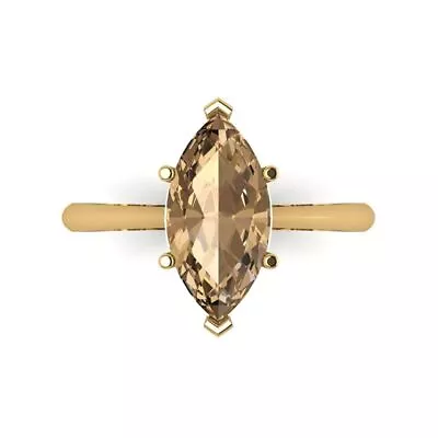 2.50 Ct Marquise Cut Simulated Champagne Stone Promise Ring 14k Yellow Gold • £276.92