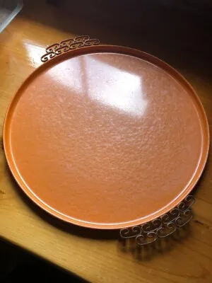 Vintage Mid-Century Moire Glaze Kyes Orange Tray 1960s • $150