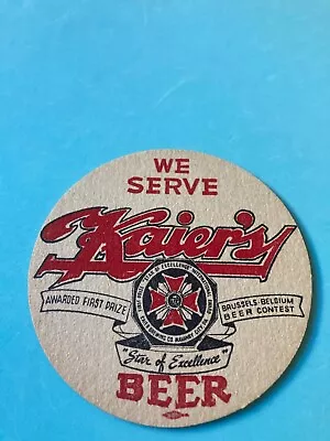 Nice 1950s Unused Vintage KAIERS BEER 3  Coaster Mahanoy City PA. • $1.50