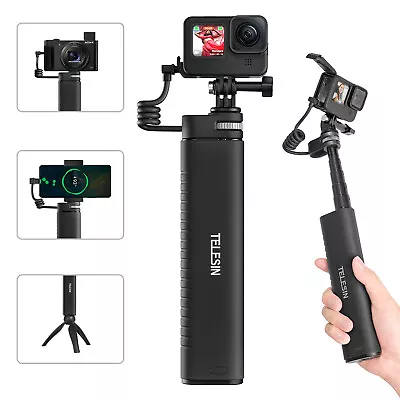 TELESIN 10000mAh Power Bank Charging Grip Selfie Stick Tripod For GoPro & Phone • $84.79