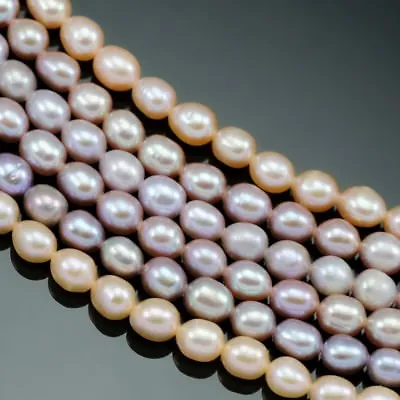 Cultured Freshwater Pearls 5-6mm Mauve Dusty Peach Pink Rice Oval Loose Beads  • £11.85