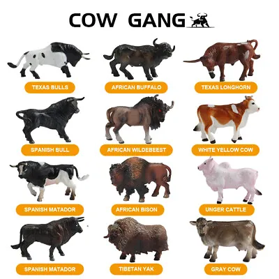 12pcs Simulation Yak Castle Cow Bull Animals Model Figurines Desk Decoration Toy • $12.99