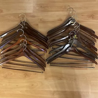 Lot Of 17 Vintage Wooden Hangers - Dillards Macy’s Etc. - All Standard Size • $29.99