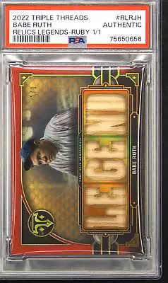 2022 Topps Triple Threads Relics Legends #RLRJH Babe Ruth Ruby 1/1 PSA Authentic • $2195