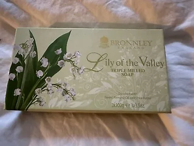 NEW Boxed Bronnley England Lily Of The Valley Triple Milled Soap 3 X 100g Bars • £20