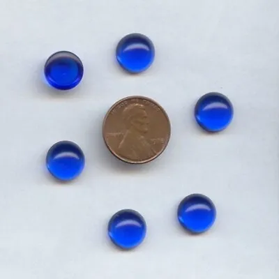 36 VINTAGE SAPPHIRE UNFOILED ACRYLIC 11mm. ROUND SMOOTH DOME CABOCHONS B117 • $3.74