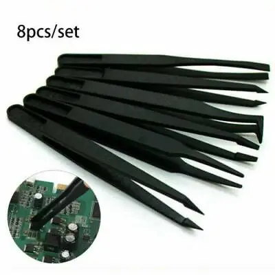 8Pcs/Set Precision ESD Anti-Static Repair Plastic Tweezers Set Kit Tool US • $3.93