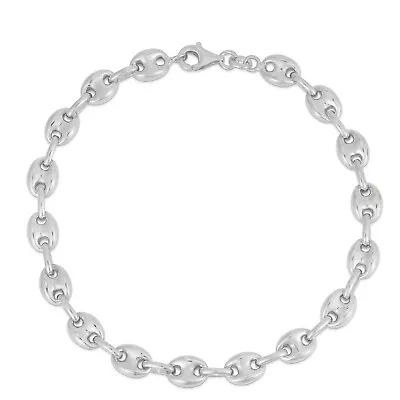 925 Solid Sterling Silver 6MM Puffed Mariner Chain Link Bracelet 7  And 8  • $24.99