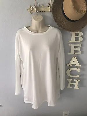 White Long Sleeve Tee Shirt Yoga Top Size L • £10.12