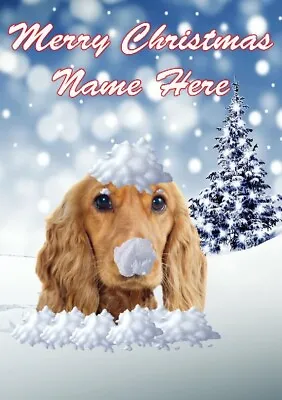 Is34 Cocker Spaniel Dog  Fun In The Snow Christmas Greetings Card Personalised • £3.25