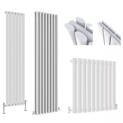 Designer Radiator White Oval Flat Panel Vertical Horizontal Central Heating Rad • £68.32