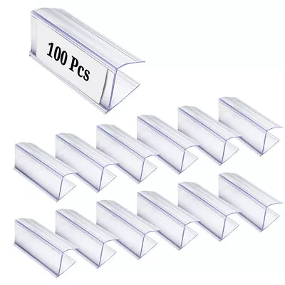 £50.85 • Buy 100 Pcs Wood Shelf Label Holders Clear Plastic Price Tag 2.4 In L X 1 In H