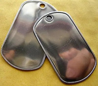 DOG TAGS SHINY VINTAGE 1964 US Mil ISSUE CUSTOM DEBOSSED YOUR INFO W/GI MACHINE • $14.99