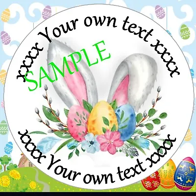 Personalised EASTER Stickers Cards Gift Sweet Cone Labels Hampers Decals Bunny • £1.75