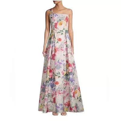 NWT Aidan Mattox One Shoulder Jacquard Gown Size 10 • $125