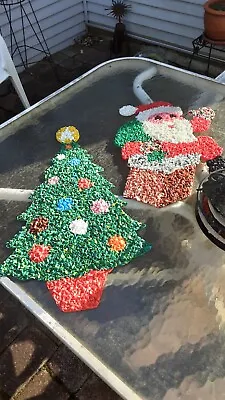 Vintage Christmas Santa  And Tree Melted Popcorn Decor.Tree And Santa. • $25