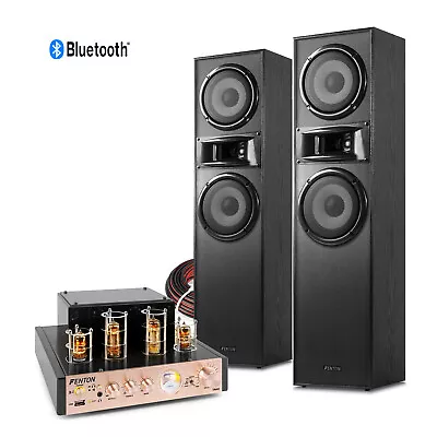 Floor Standing Speaker HiFi Tower System With Valve Amplifier SHF700B Black • £319