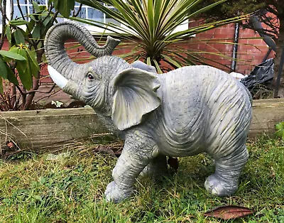 Large Resin Grey Silver Elephant Wild Safari Animal Vivid Arts Garden Ornament • £49.95