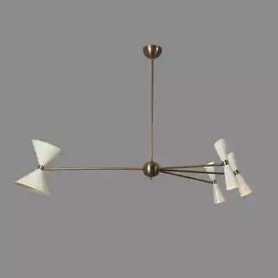 Mid Century Stilnovo Style Modern Brass 8 Light Sputnik Chandelier Light Fixture • $449.10