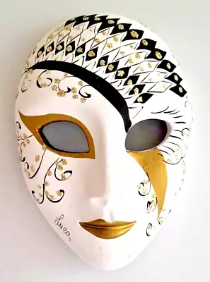 San Marco Italy Porcelain Ceramic Venetian Face Mask Wall Hanging Signed Lues 6  • $22.95