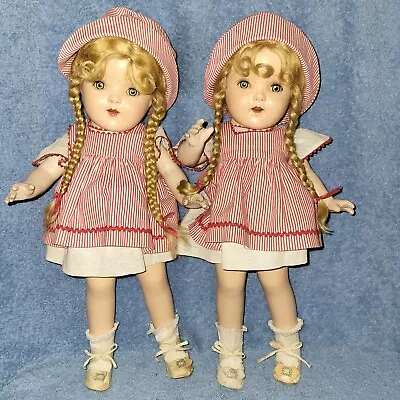 Vintage Composition Doll Twins Pair Original Clothes  17in Gorgeous Lqqk!! • $375