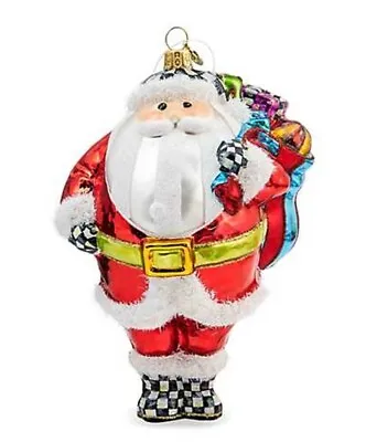 MACKENZIE CHILDS Glass Ornament - Granny Kitsch Bountiful Santa • $125