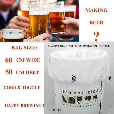 Recommended One Home Brew Beer Straining Bag + Cord & Toggle 60cm X 50cm 25/32 - • £8.99