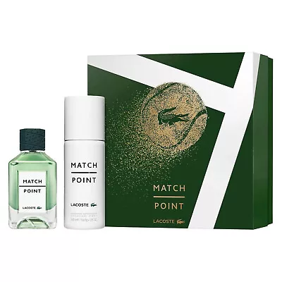 New Lacoste Match Point 100ml EDT Spray & Deodorant Spray 150ml Gift Set For Men • £85.99