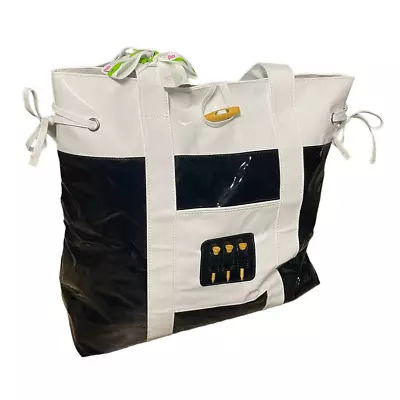 Mud Pie Large Tote Golf Carry-All Bag Women Black & White Faux Patent Leather • $37.49