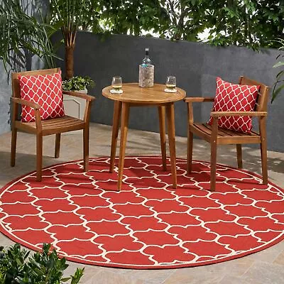 Indoor/Outdoor Geometric Area Rug Red And Ivory • $59.93